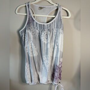 Athleta Gray and‎ White bloused Tank Top size L